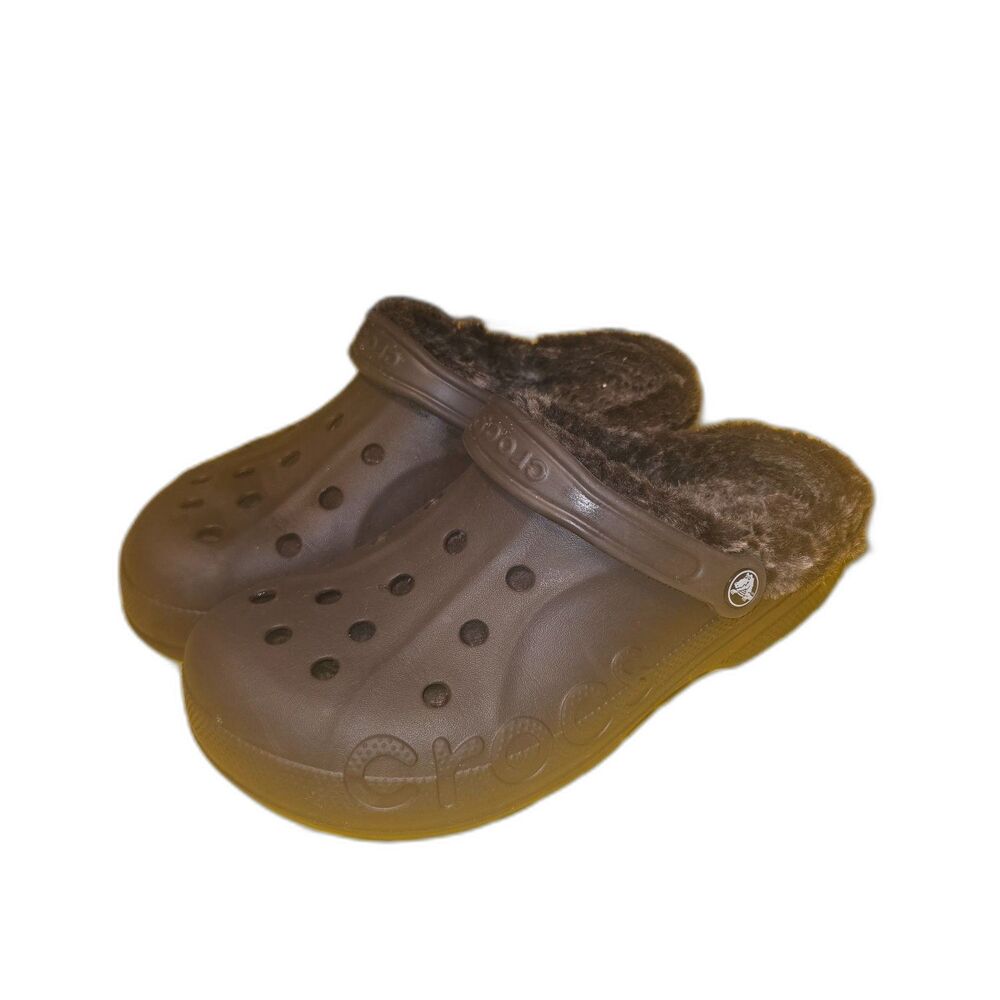 Crocs Classic Lined Clog Fleece Clogs Men 8 / Women Brown Croslite Foam Womens